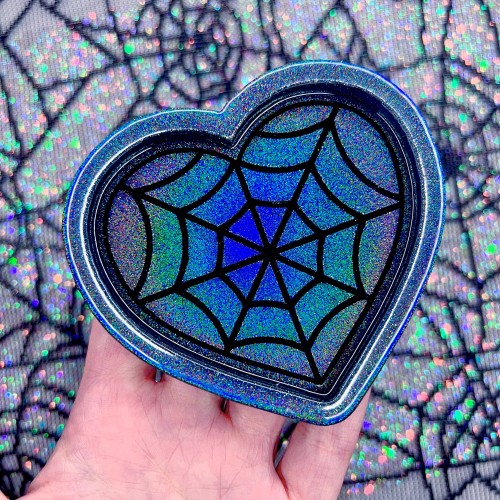Heart Web Trinket Tray Black Holographic
